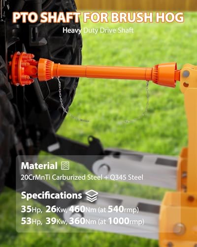 PTO Shaft, 1-3/8" PTO Drive Shaft, 6 Spline Both Ends PTO Driveline Shaft, Series 4 Tractor PTO Shaft, 31.5"-41"/43"-57"Brush Hog PTO Shaft, PTO Shaft w/Slip Clutch for Bush Hog/Finish Mower-Orange