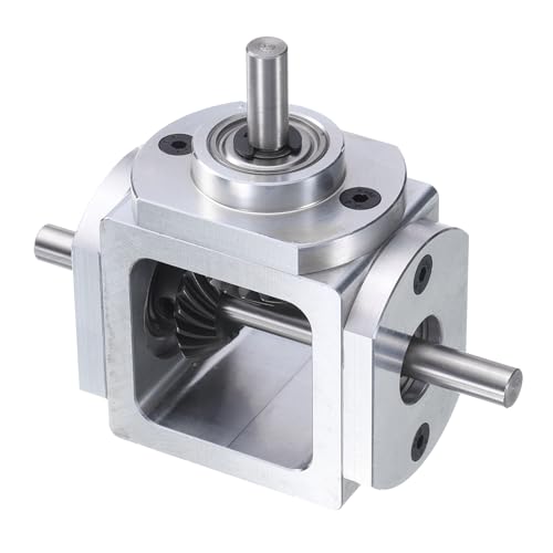 uxcell Gear Box 90 Degree Right Angle Bevel Gearbox 1:1 Forward Double Output Shaft 1 Module 20 Teeth Bevel Gear Aluminum Frame Simple Mechanical DIY Module with 6mm Shaft
