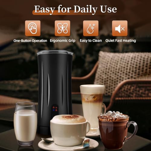 4-in-1 Milk Frother, Liksiy Milk Frother and Steamer, Auto Shut-Off Coffee Frother with Hot & Cold Foam for Latte, Cappuccino, Macchiato