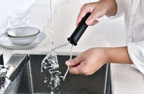Potato Masher - Stainless Steel Wire Kitchen Tool for Mashing Vegetable, Food, Bean, Avocado - Dishwasher Safe