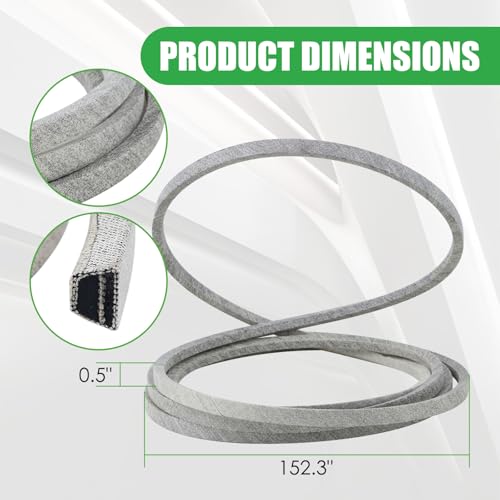 M158131 Mower Deck Belt Fit for John Deere M154296, Aramid Cord - size: 0.5" x 152.3"