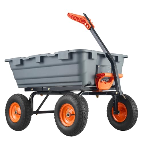 Happybuy 6.48 cu.ft Garden Cart, Durable Poly Dump Wagon with Steel Frame, 1200 lbs Load Capacity, Versatile Utility Barrow with Dual-Function Handle, 13-inch Wheels