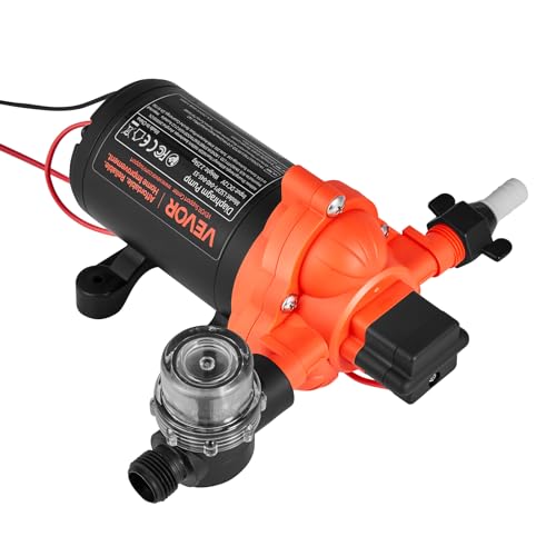 VEVOR RV Water Pump, 12V DC 4 GPM (15.1 L/min), 3-Chamber Self-Priming Diaphragm Water Pump with Automatic Pressure Switch, 40 PSI Max Pressure, On Demand for RV, Caravan, Marine, Yacht, Car Washing - size: 12V, 3-Chamber, 4.0GPM, 40PSI