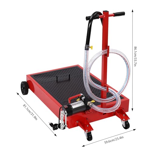 17 Gallon Oil Drain Pan with 120W Electric Pump & 8 Ft Hose Low Profile Oil Drain Tank Oil Drain Cart with Foldable T-Handle, Oil Change Pan for Car, SUV, Truck - size: C-17 Gallon Oil Drain Pan 120W Electric Pump