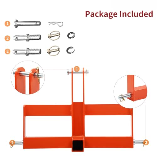 Suitable for 3-Point 2" Receiver Hitch Drawbar with Suitcase Weight Brackets for CAT 1 Tractors