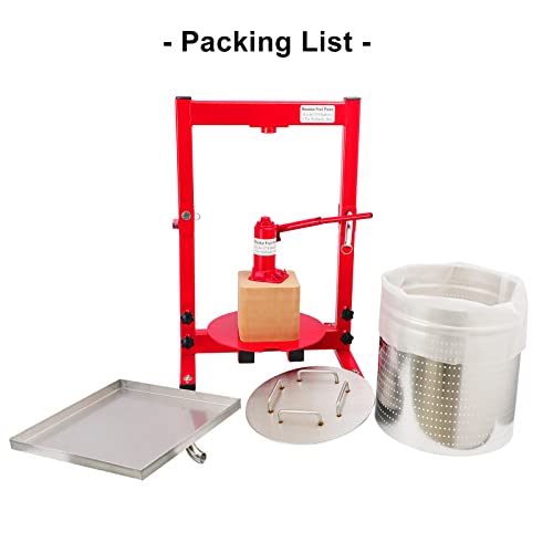 7.93 Gallon / 30L Mosakar Hydraulic Fruit Press. 3 Ton Pressure. Parts contact with Juice are AISI 304 Stainless Steel. Hydraulic Apple Grape Wine Cider Juice Press