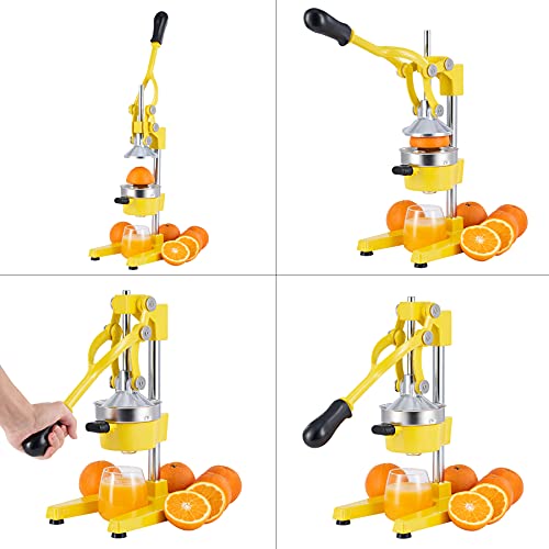 CO-Z Manual Citrus Juicer - Professional Orange, Lemon, Lime & Pom Juice Extractor, Easy to Clean, Yellow - color: Yellow