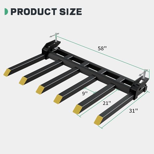 AUTOSAVER88 Clamp on Debris Forks Fits 60'' Bucket, 4000 lbs Heavy Duty Quick Attach Pallet Forks for Tractor Loader Skid Steer for Efficient Loading and Unloading