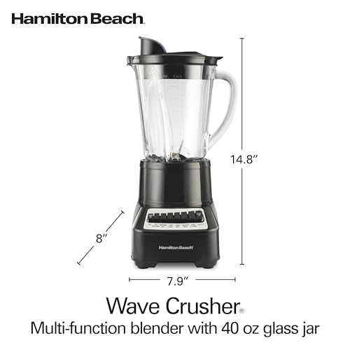 Hamilton Beach Wave Crusher Blender for Smoothies With 40 Oz Glass Jar - color: Black