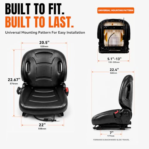 Universal Forklift Seat, Wing Back Mechanical Suspension Cushion