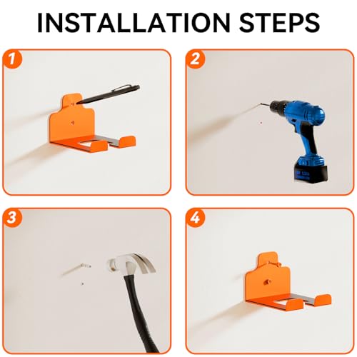 JNIHEEP Garage Organizer Trimmer Rack,Garden Power Tool Hanger,3Pack,Orange - color: Orange 3 Packs