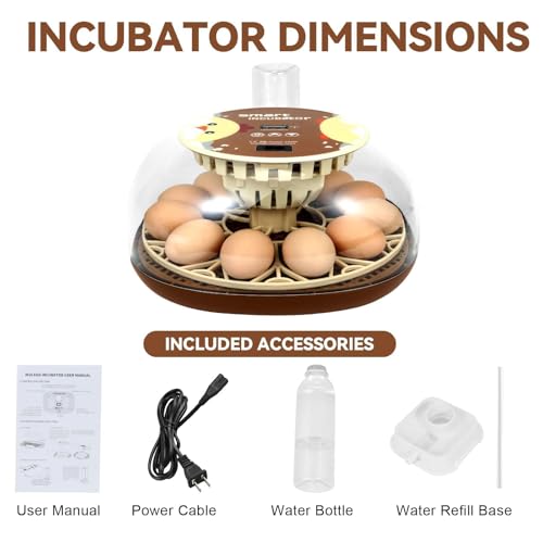 Series I-Automatic 12-Egg Incubator for Beginners, Auto Egg Turn, Steady Self-Regulating Humidity & Consistent Temperature Control for Hatching Chicken, Goose, Duck, Quail, Pigeon(12-Egg-Brown) - size: 12-Egg-Brown