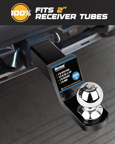 RETRUE 2 Inch Trailer Hitch Ball Mount, 7500lbs, 2 Inch Drop