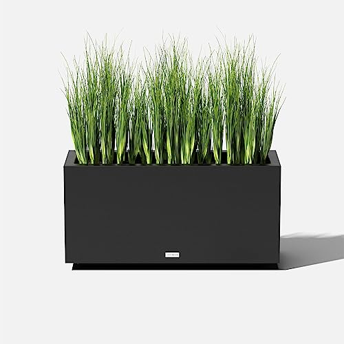 Veradek Block Series Long Box Planter - Rectangular Outdoor Planter - color: Black, size: Medium