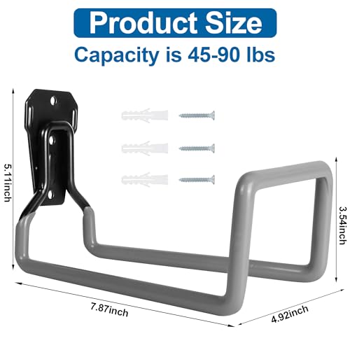 PeoMev Garden Hose Holder Metal Garden Hose Reel Wall Mounted Hose Hanger - color: Gray
