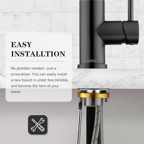 Tohlar Gray Kitchen Faucets with Pull Down Sprayer and Deck Plate - color: Gray, style: Standard