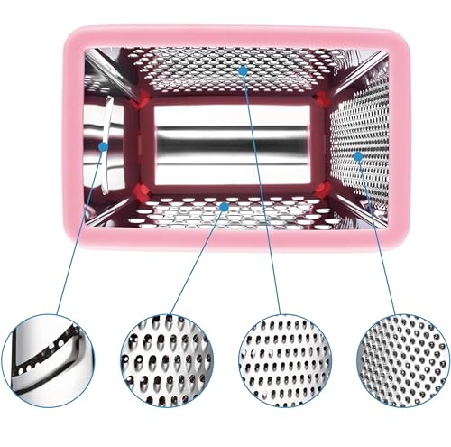 Spring Chef Stainless Steel XL Cheese Grater for Kitchen, Pink Lemonade - color: Pink Lemonade