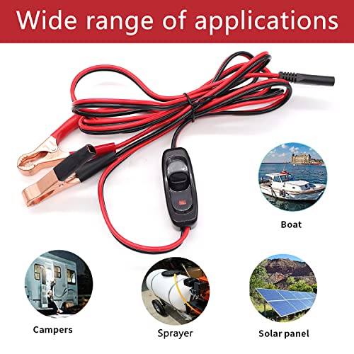 mxuteuk 8FT SAE 16AWG Wire Harness with On/Off Switch Gold Alligator Clips,12V Sprayer Parts Switch Wire Harness with Lamp,for Sprayers,Tractors,ATV,UTV,and Other Battery Power Supplie - color: Golden