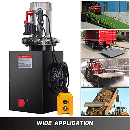 Ryan 8 Quart Hydraulic Power Unit, 12V DC Single Acting Hydraulic Power Unit, Iron Reservoir Hydraulic Pump for Lifting Dump Trailer