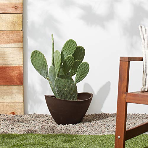 Arcadia Garden Products PSW Pot Collection YB41C Plastic/Stone/Wood Composite Curved Planter Pot – No Drainage Hole (Drillable), for Indoor and Outdoor Plants and Gardens, 16-inch, Chocolate - color: Chocolate