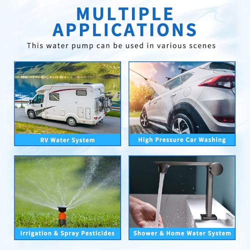 12V DC RV Fresh Water Pump for Home,4GPM 45PSI Self Priming Garden Hose Booster Sprinkler Pump for Bathroom Camp,Washdown Diaphgram with Pressure Switch for Boat Irrigation Yach - style: 12V 4.0GPM45PSI