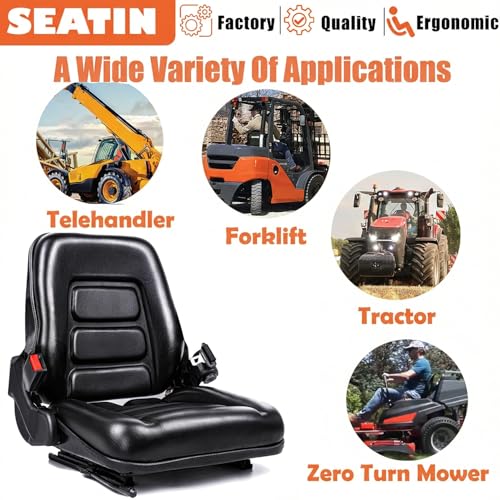SEATIN Universal Forklift Seat,Tractor Seat,with Micro Switch and Safety Belt,for Tractor,Mower,Skid Loader,Telehandler,Backhoe,Excavator Dozer