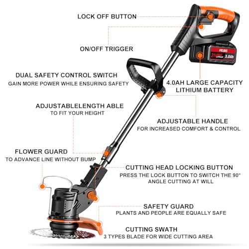 Cordless Weed Wacker with Wheels, Electric Weed Eater