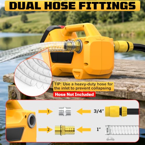 Cordless Transfer Pump for Water/Diesel, Compatible with De walt 20V Battery(Battery Not Included), 760GPH Self-priming Portable Battery Operated Utility Pump for Garden RV Ponds Pool Boat Draining