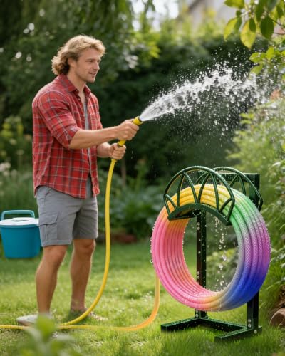 Garden Hose Holder, Freestanding Water Hose Reel Stand, Holds 160 FT, Green - color: Green