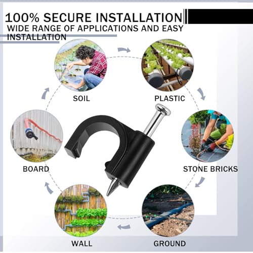 100 Pcs Drip Irrigation Tubing Mounting Clips, 1/2" and 5/8", Black - style: 1/2" and 5/8"