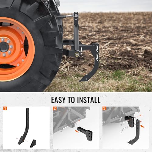 Hitch Mounted Ripper for 2" Receivers 3 Point Trencher for CAT 0&1 Tractors | Hitch Lawn Trencher, Middle Buster Plow Compatible with ATV UTV Plough Blade in Garden Bury Pipes Lawn Digging Subsoil Black