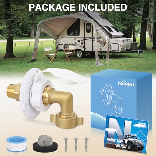 Nilight RV City Water Inlet 1/2" NPT Male to 3/4" GHT Female Check Valve - size: Inlet Check Valve+Hose Elbow