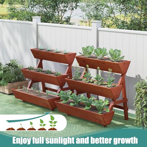 viewcare Raised Garden Bed, 3 Tier Vertical Garden Planter for Indoor & Outdoor, Raised Planter Box with Legs, Garden Planter Box for Flowers/Vegetables/Plants - size: Large