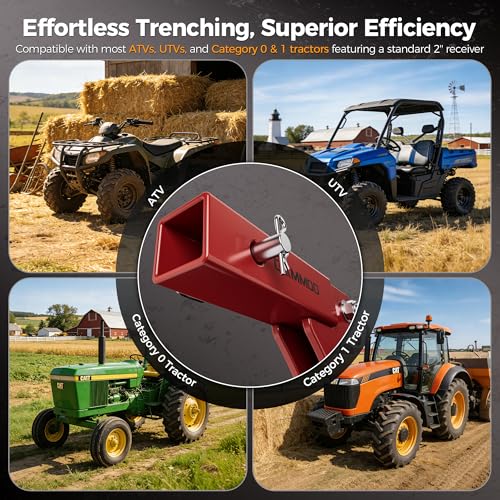 CAMMOO Hitch Mounted Trencher Ripper, 2" Receiver, Red - color: Red