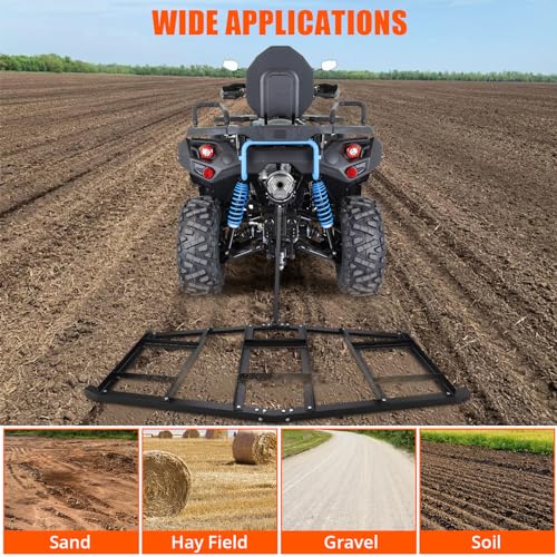 Hipicute Driveway Drag 84" Drag Harrow Driveway Grader Steel Tow Behind Lawn Rake with Adjustable Bars, Driveway Tractor Harrow Driveway Grader for ATVs, UTVs,Tractor, Mower - size: 84 inch