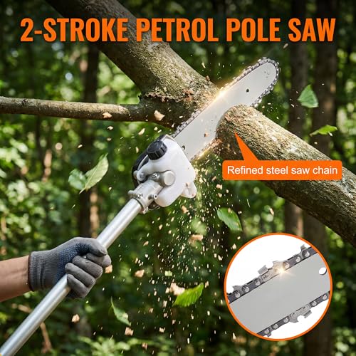 33CC Gas String Trimmer Brush Cutter 2 Cycle Multifunctional Pole Saw Hedge Trimmer Attachments EPA Compliant Aircooled Shoulder Strap Lawn Garden Tool