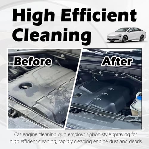 Air Engine Cleaning Gun Elbow & 3.93Ft Hose,Pneumatic Air Nozzle Blow Gun High Pressure Airs Spray Guns for Narrow Space,Universal Siphon Spray Guns for Car Engine Dust Cleaning