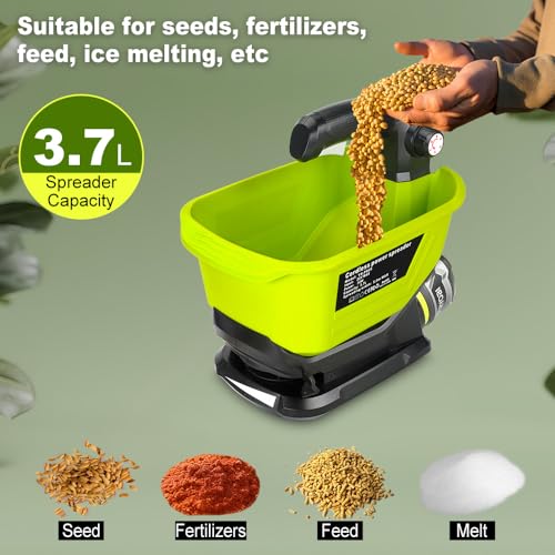 Choerinton Salt Spreader for Ryobi 18V One+ Batteries, Cordless Seed Fertilizer & Ice Melt Spreader, All-Season Power Spreader, Covers Up to 5,000 sq ft, for Driveway Lawn Grass (No Battery)