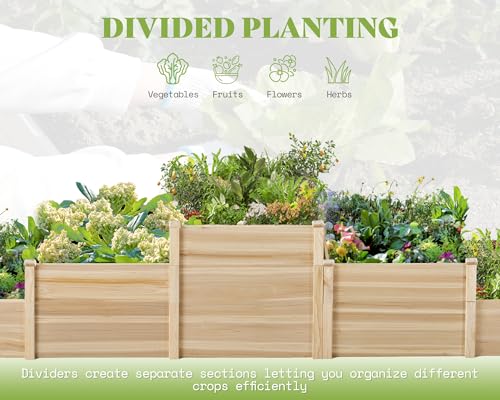 SPECRAFT Raised Garden Bed 3-Tier Outdoor Planter Box, Fir Wood with Dividers, Shape Adjustable, Tool-Free Assembly, Ideal for Growing Vegetables, Herbs & Flowers