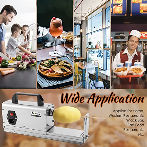 CGOLDENWALL 3 in 1 Electric Tornado Potato Slicer Spiral Potato Cutter Twisted Potato Slicer Spiral Twister Cutter Thicker Stainless Steel Vegetables Cutting Machine with Handle 110V