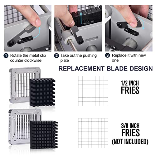 Electric French Fry Cutter, Sopito Commercial Grade Potato Cutter with 1/2-Inch Blade Stainless Steel Perfect for Potatoes Carrots Cucumbers - color: Black, size: 1/2-Inch Blade