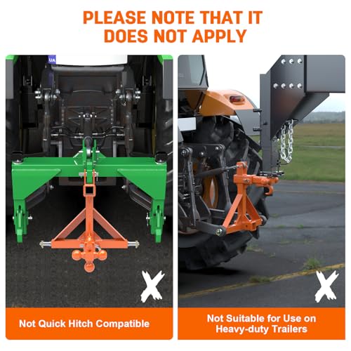 3 Point Hitch Receiver Attachment with Dual 2” Receiver for Cat.1 Tractors
