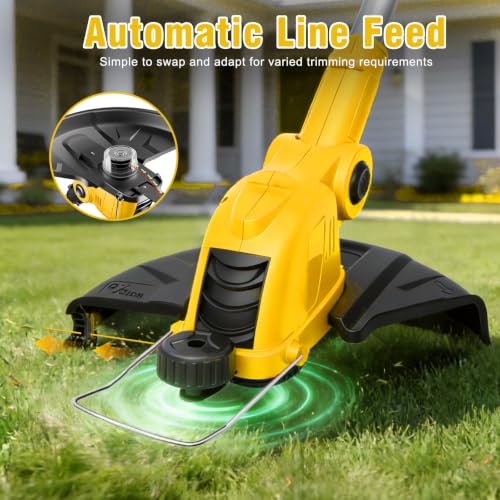 21V Electric Weed Wacker, 2-in-1 Cordless String Trimmer with 2 x2.0Ah - color: Blcak Yellow