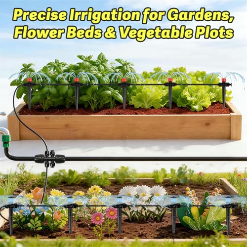 20 Pack Two Way Quick Connect Drip Emitters Set for 1/4" Irrigation Tubing, Adjustable 360 Degree Water Flow Irrigation Sprayer Vortex Emitter+Stream Dripper for Garden Watering System - color: Double Head Emitters-20P