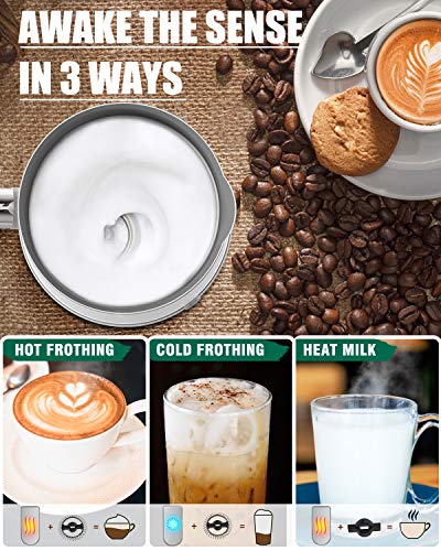 Huogary Milk Frother, Milk Frother and Steamer for Milk Foam & Hot Milk(4.5oz/10.5oz), Electric Milk Frother and Warmer for Homemade Latte, Cappuccinos, Macchiato, 120V, White - color: White 11