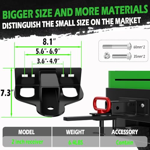 Upgraded Zero Turn Lawn Mower Hitch with 2" Receiver, 6mm Thicker Heavy Duty Steel Bolt On Trailer Hitch Receivers, Compatible with Many Models Lawn Mower, Tractor, Trailer, Golf Cart, ATV Etc. - size: 2 Inch Lawn Mower Hitch