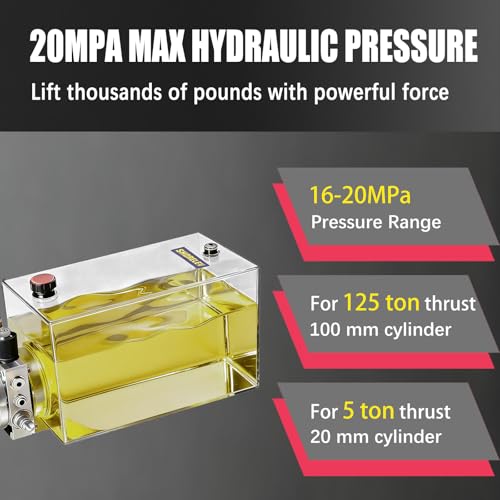 Hydraulic Power Unit 15 Quart with SAE#6 Connector, 12V DC Hydraulic Power Pump, 15L Single Acting Iron Reservoir, 3000 PSI for Dump Trailers, Tow Trucks, Snow Plows, Agricultural Equipment