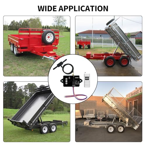briidea Wireless Dump Trailer Remote Control – Compatible with 3-Wire & 4-Wire Hydraulic Trailer Controllers, 100FT Range, Low Voltage Protection, Easy Adhesive Installation