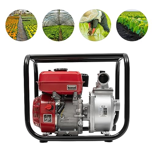 Gasoline Engine Water Pump, 4 Stroke 7.5HP 212CC 2" Gas Powered Trash Water Transfer Pump Garden Farm Irrigation Petrol Pump Portable High Pressure for Irrigation Pool, Garden Lawns, Outdoor Pumping