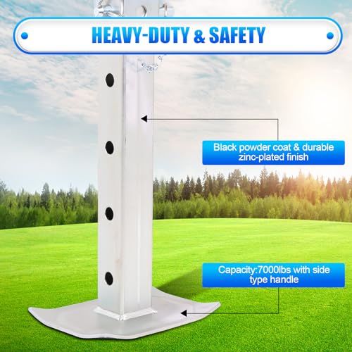 Weld-On Square Trailer Jack, 7000 lbs Capacity, 15" + 13" Drop Leg - size: 13-28 in 7000 lbs Side-Wind